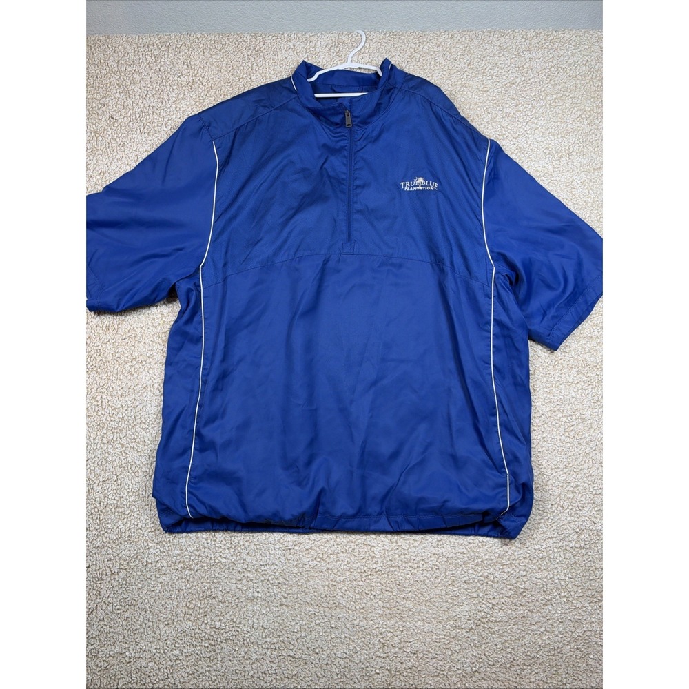 Greg Norman PlayDry Waterproof Pullover Jacket Mens XL Blue 1/4 Zip Short Sleeve